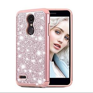 Both LG k10 2018 phone cases. Teal and rose gold.